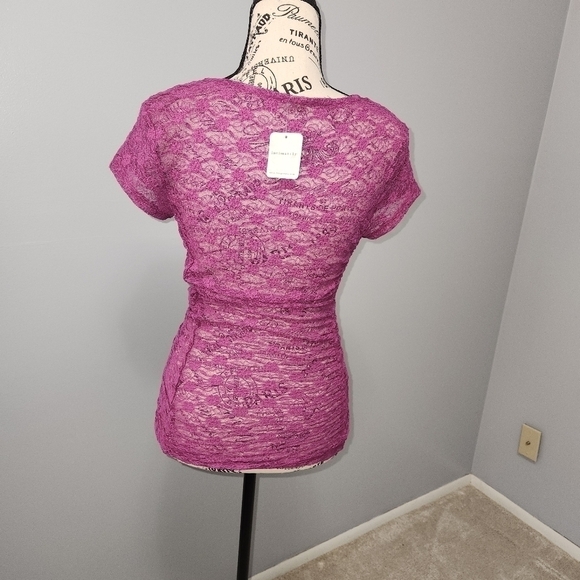 FREE PEOPLE NWT WOMEN'S KEEP IT SIMPLE LACE SHORT SLEEVE TOP Size Small - Picture 5 of 10
